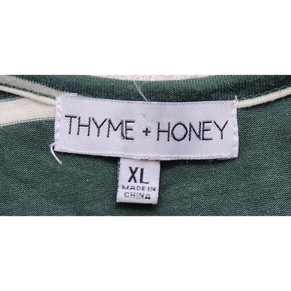 Thyme + Honey Green White Striped Long Sleeves Top XL Lightweight Soft Stretch - Picture 5 of 6